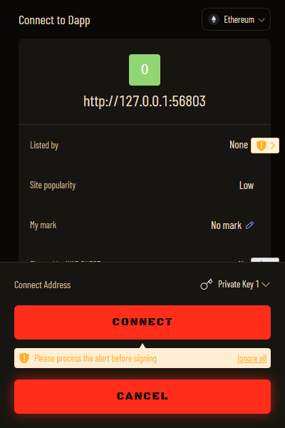 Dapp connect approval